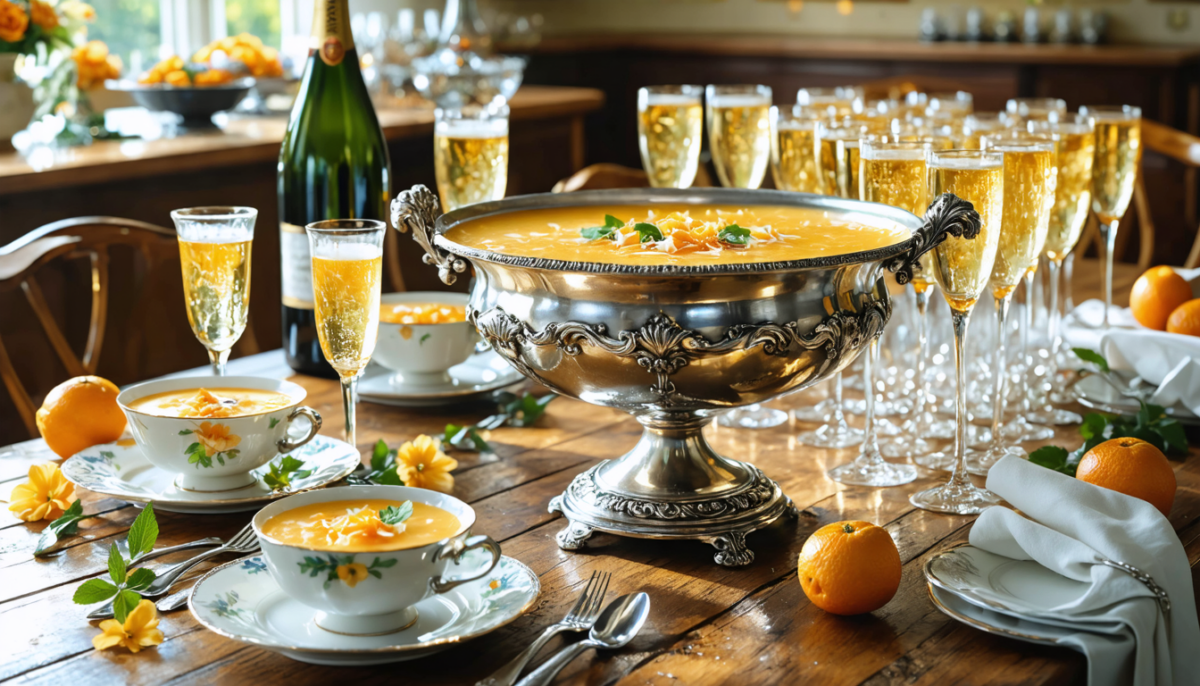 découvrez notre recette détaillée de soupe au champagne et cointreau, parfaite pour régaler 20 convives lors de vos événements festifs.