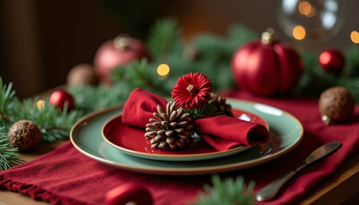 Astuces pour une table de Noël élégante aux couleurs rouge et verte
